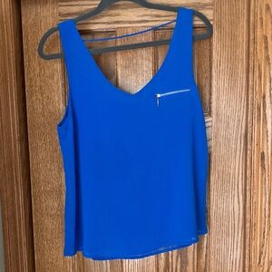 Vibrant Blue Tank Top with Zipper Accent